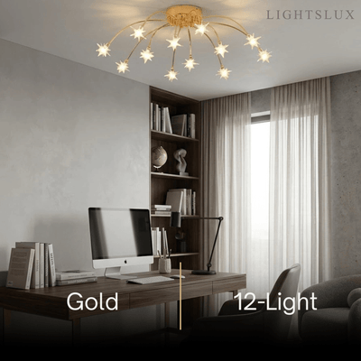 Nebula Art Deco Ceiling Light - Gold/Black/Chrome Metal Fixture for Bedroom