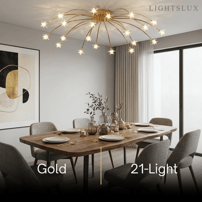 Nebula Art Deco Ceiling Light - Gold/Black/Chrome Metal Fixture for Bedroom