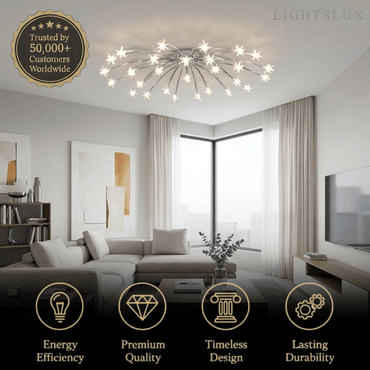 Nebula Art Deco Ceiling Light - Gold/Black/Chrome Metal Fixture for Bedroom