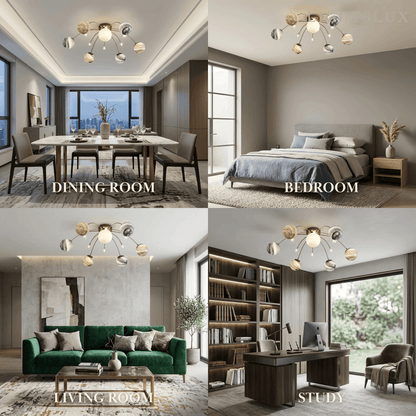 Nebula Art Deco Gold Frame Ceiling Light 
