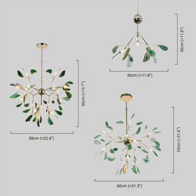 Excelis Art Deco Natural Agate Chandelier - Leaf