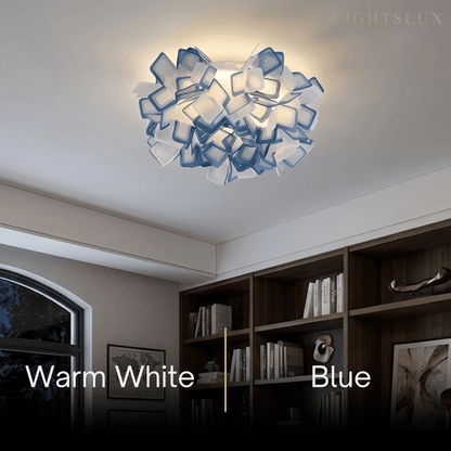 Lunara Art Deco Acrylic Ceiling Light - White Floral Design for Living Room