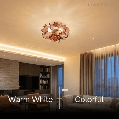 Lunara Art Deco Acrylic Ceiling Light - White Floral Design for Living Room