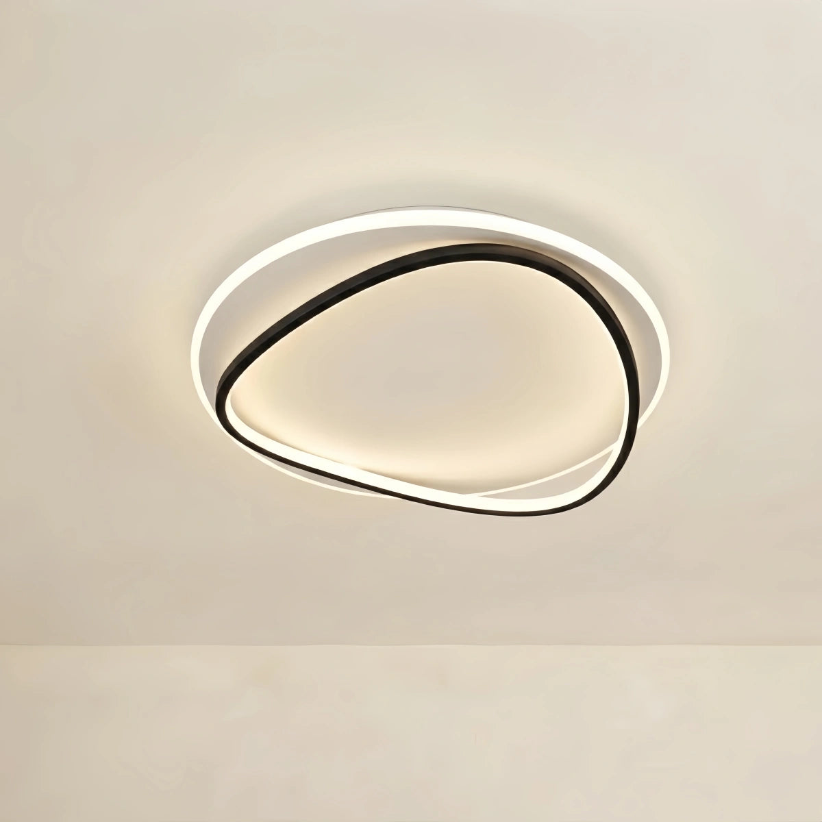 Velora Modern Ring Ceiling Light — Dimmable White/Black Metal for Study Room