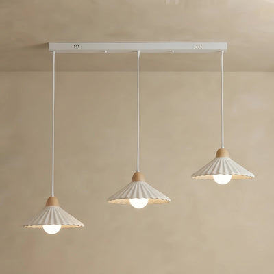Crema Modern Wood & Ceramic Pendant Light — Brown Conical Shade 