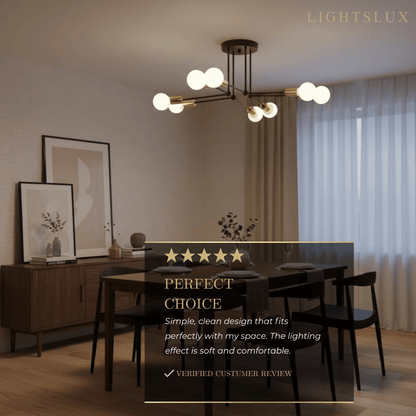 Nebula Royal Gold/Black LED Chandelier – Elegant Lighting for Living Room/Bedroom