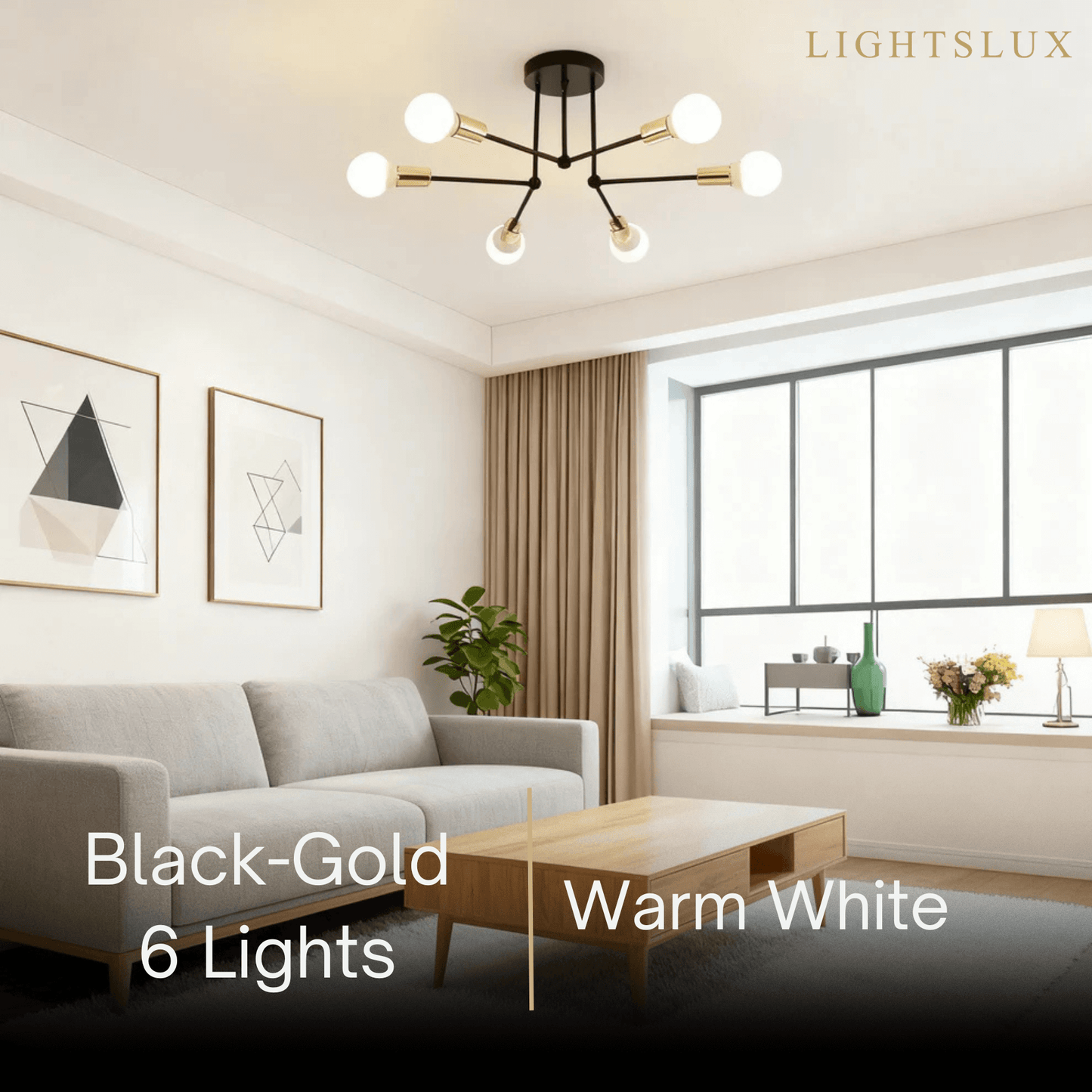 Nebula Royal Gold/Black LED Chandelier – Elegant Lighting for Living Room/Bedroom