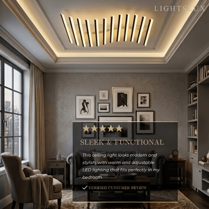 Arcato Minimalist Linear Flush Mount Light - Metal Ceiling Light for Living Room