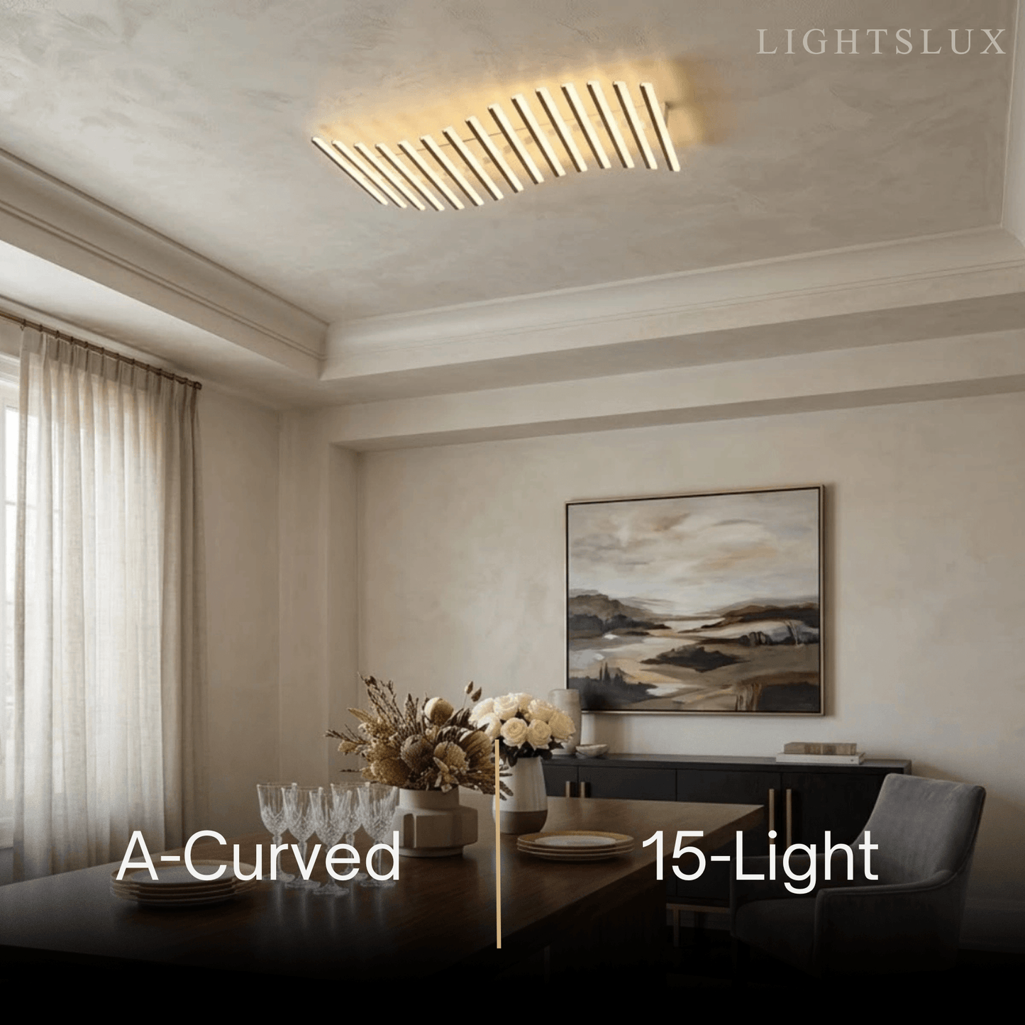 Arcato Minimalist Linear Flush Mount Light - Metal Ceiling Light for Living Room