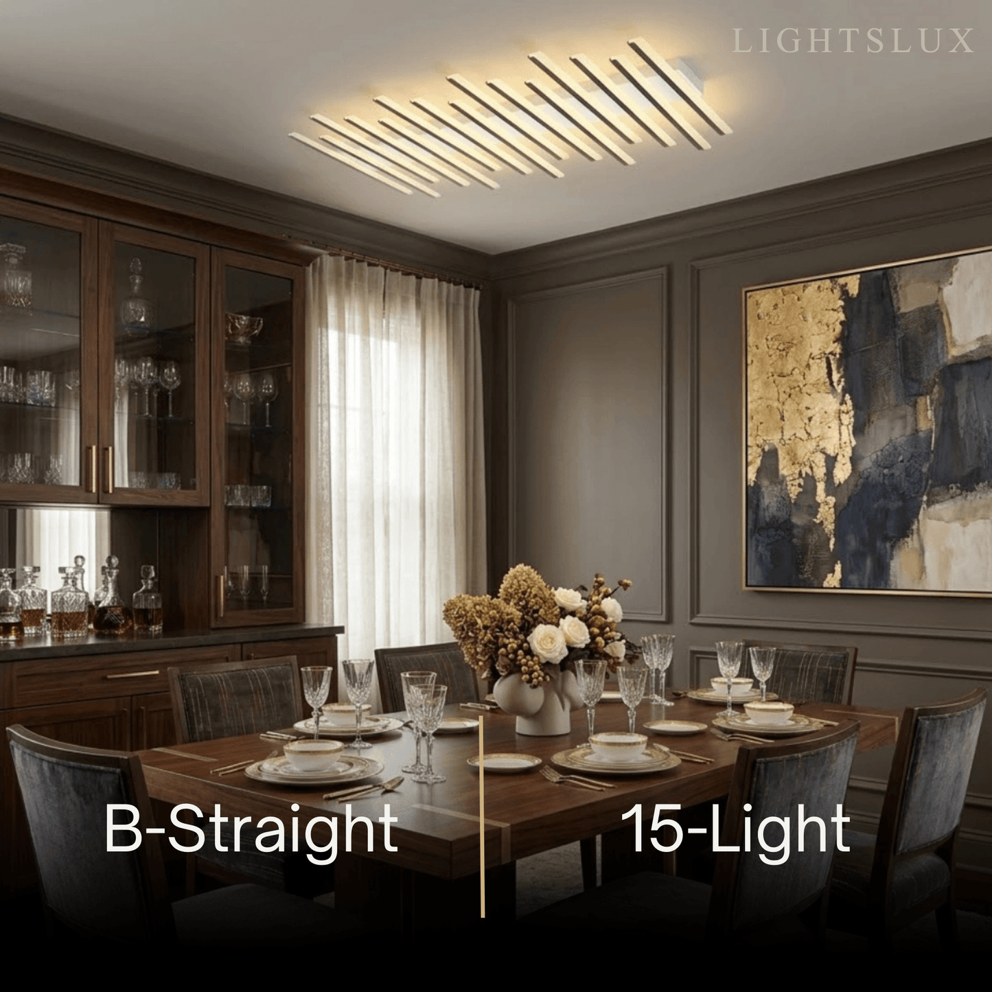Arcato Minimalist Linear Flush Mount Light - Metal Ceiling Light for Living Room