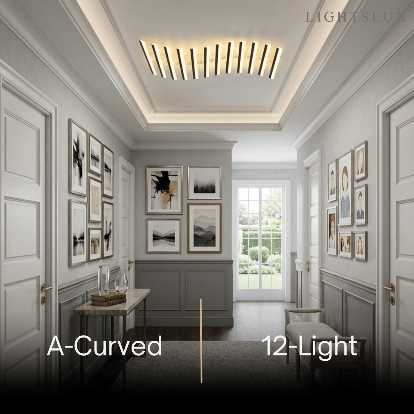 Arcato Minimalist Linear Flush Mount Light - Metal Ceiling Light for Living Room