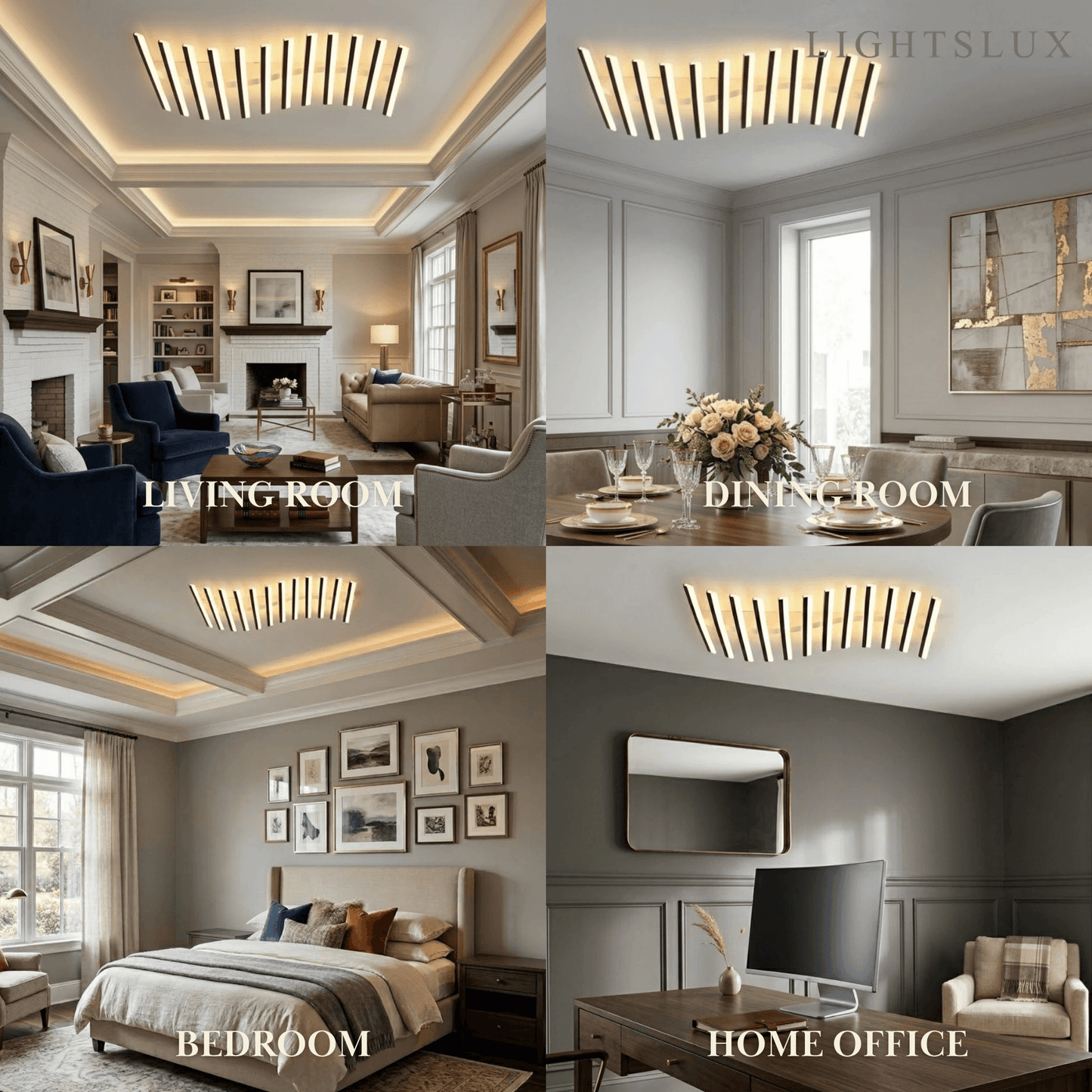 Arcato Minimalist Linear Flush Mount Light - Metal Ceiling Light for Living Room