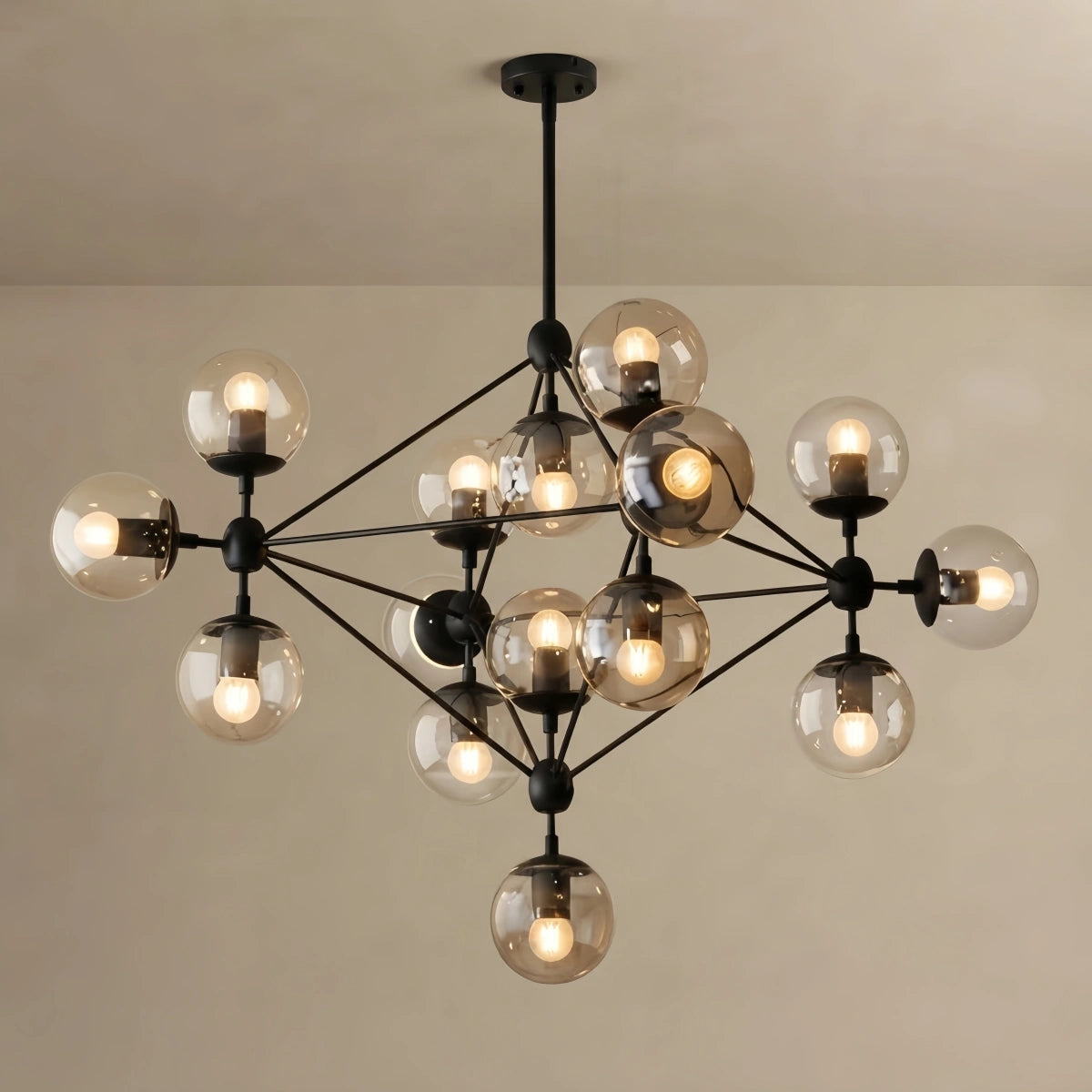Nebula Modern Bubble Cluster Chandelier – Metal & Glass Chandelier for Living Room