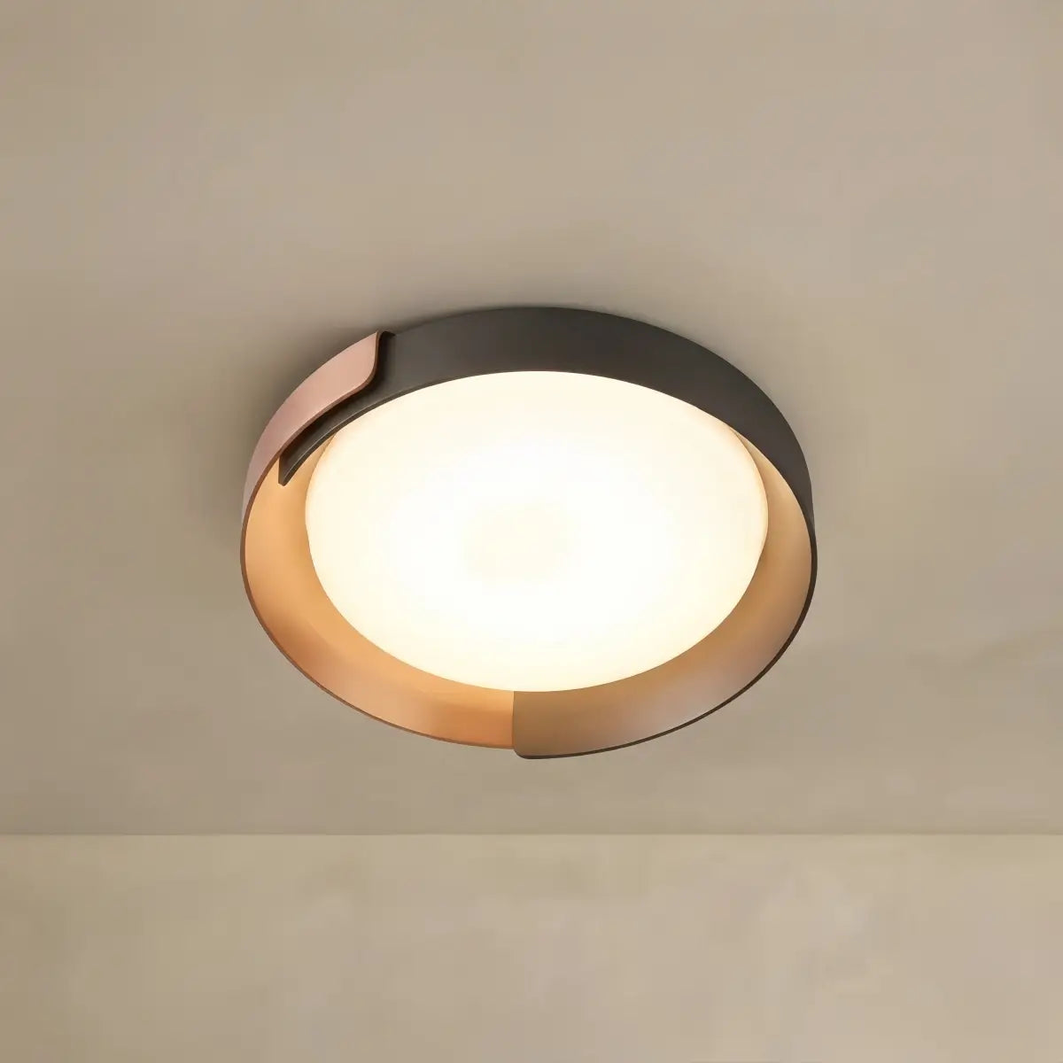 BT180Embrace Modern Round Flush Mount Ceiling Light – Metal & Acrylic LED Fixture for Bedroom