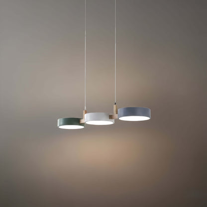 Arcato Nordic 3-Disc Pendant Light – Metal & Wood Lamp for Living Room