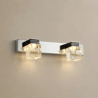 Modern Square Vanity Light— Crystal & Metal Frame IP44 for Bathroom