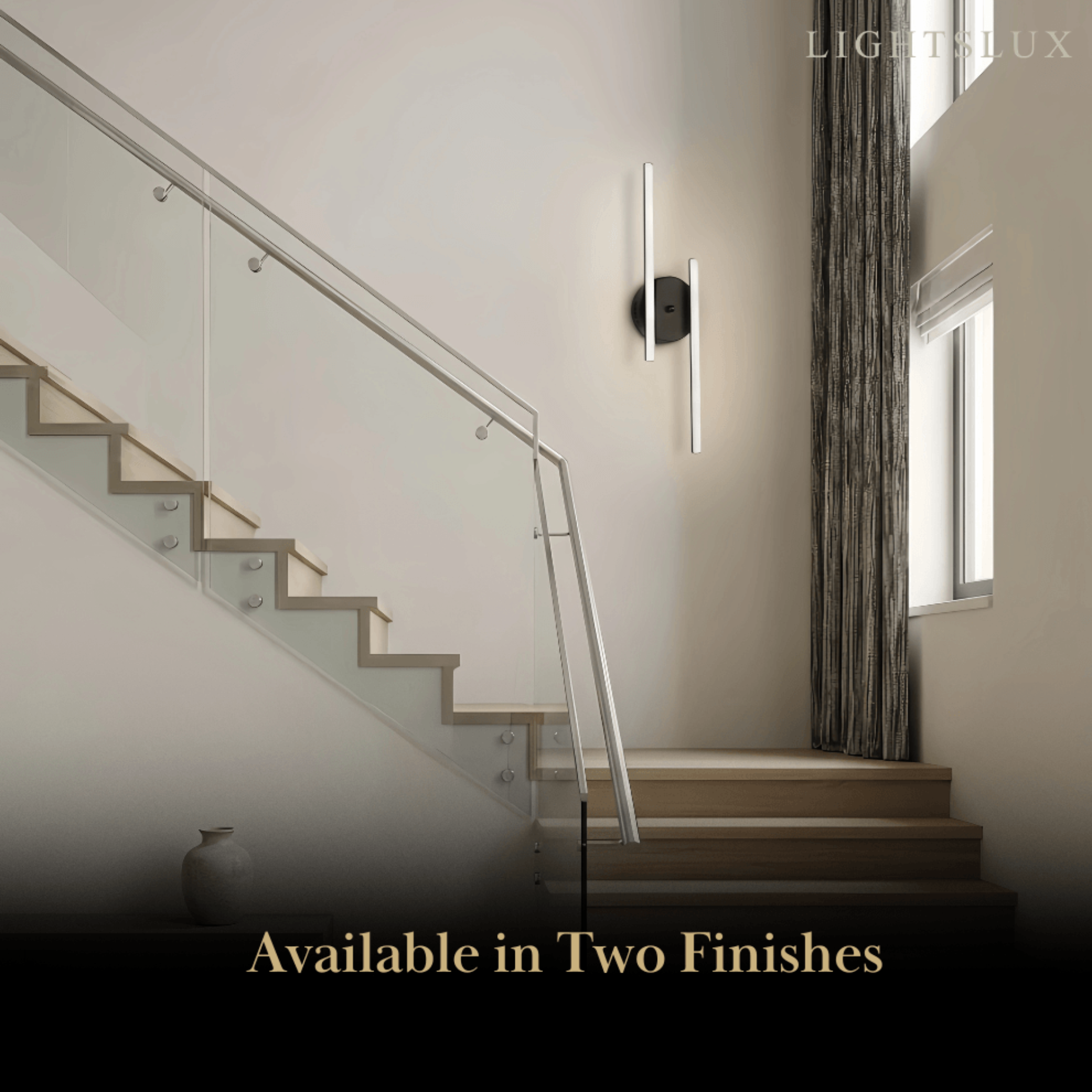 Arcato Modern Black/Silver Double Linear Wall Light