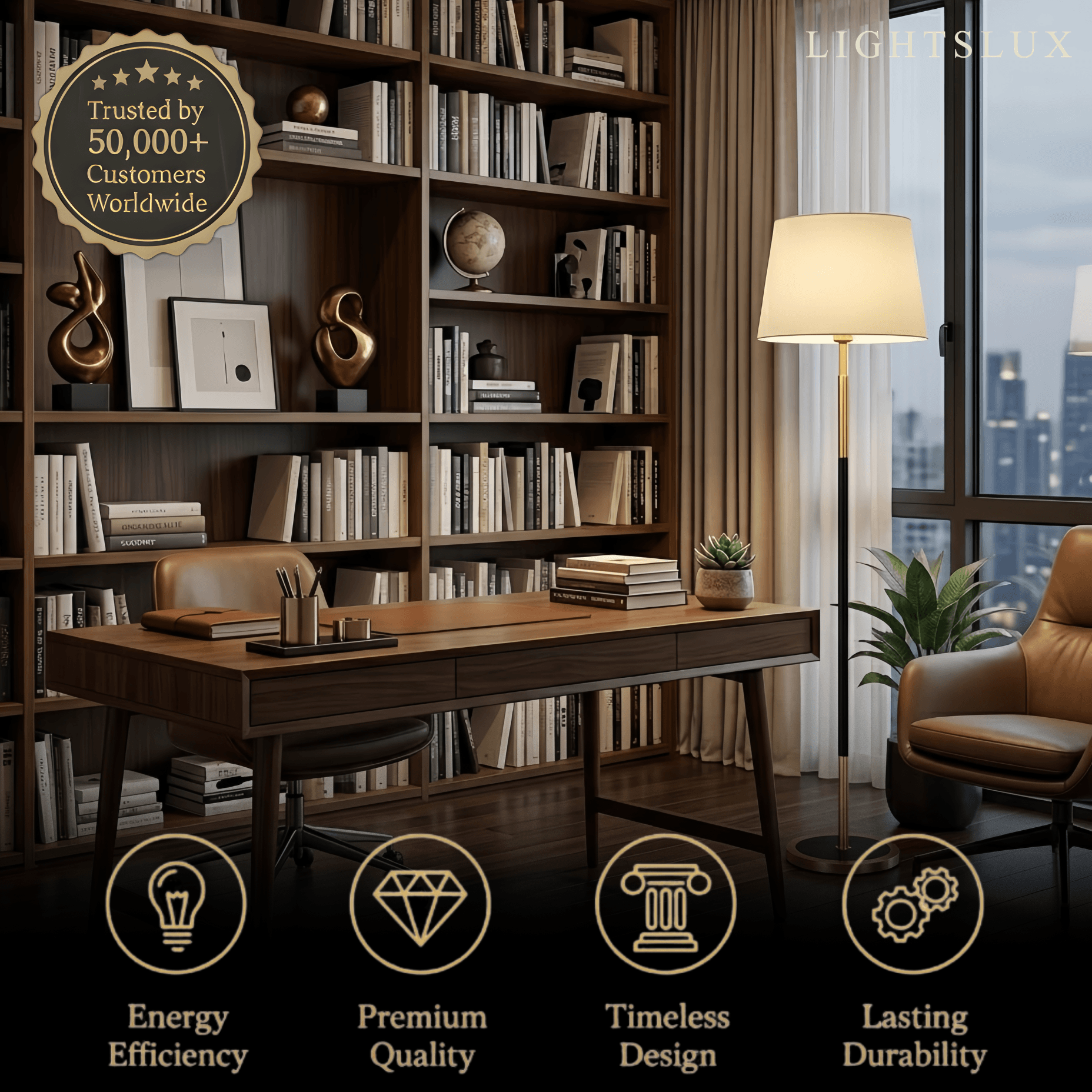 Zenno Modern Cylinder Fabric Floor Lamp