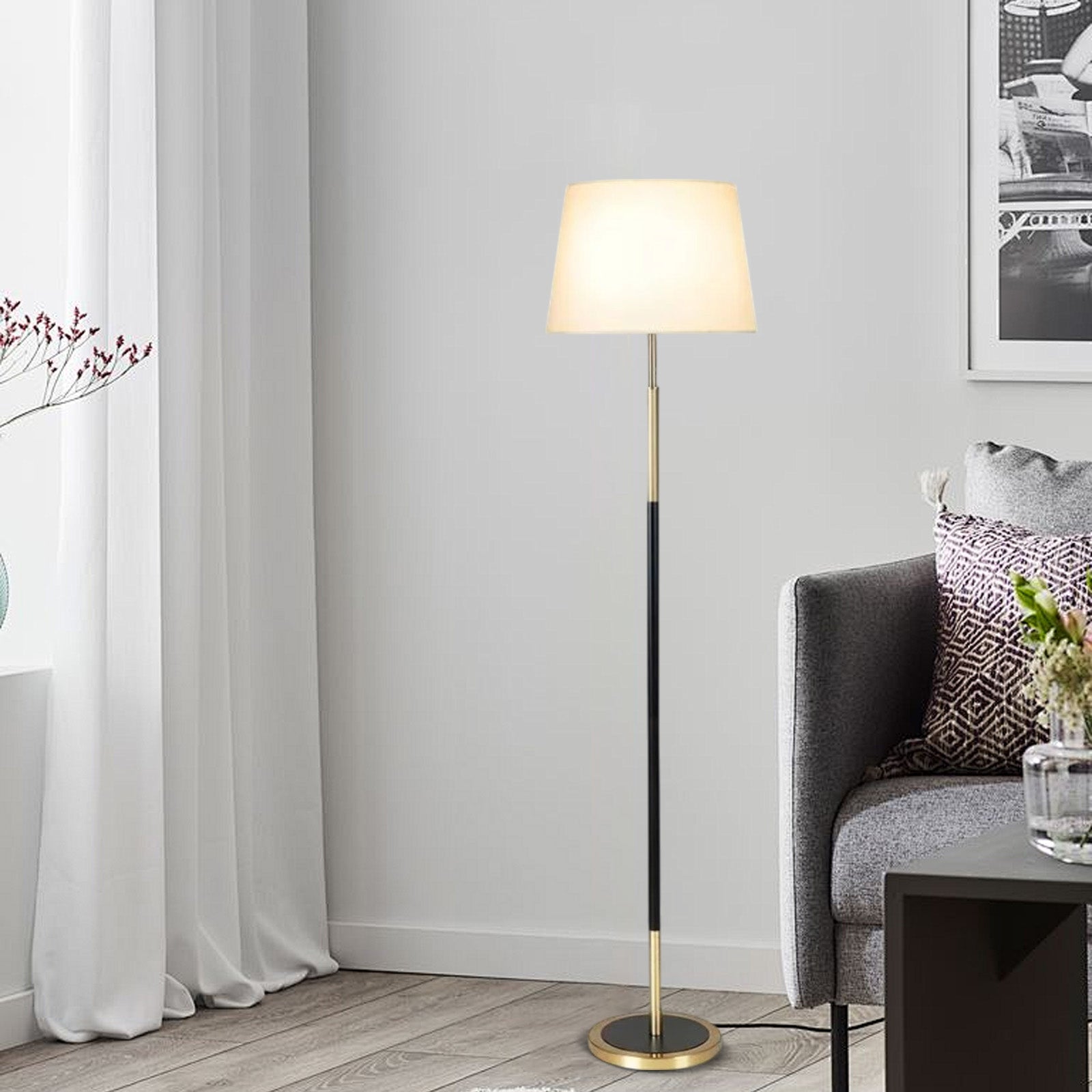 Floor Lamp —  Metal Frame with Warm Glow Indoor
