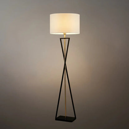 Modern Floor Lamp with Cylindrical Fabric Shade