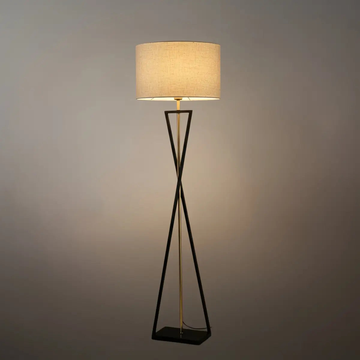 Modern Floor Lamp with Cylindrical Fabric Shade