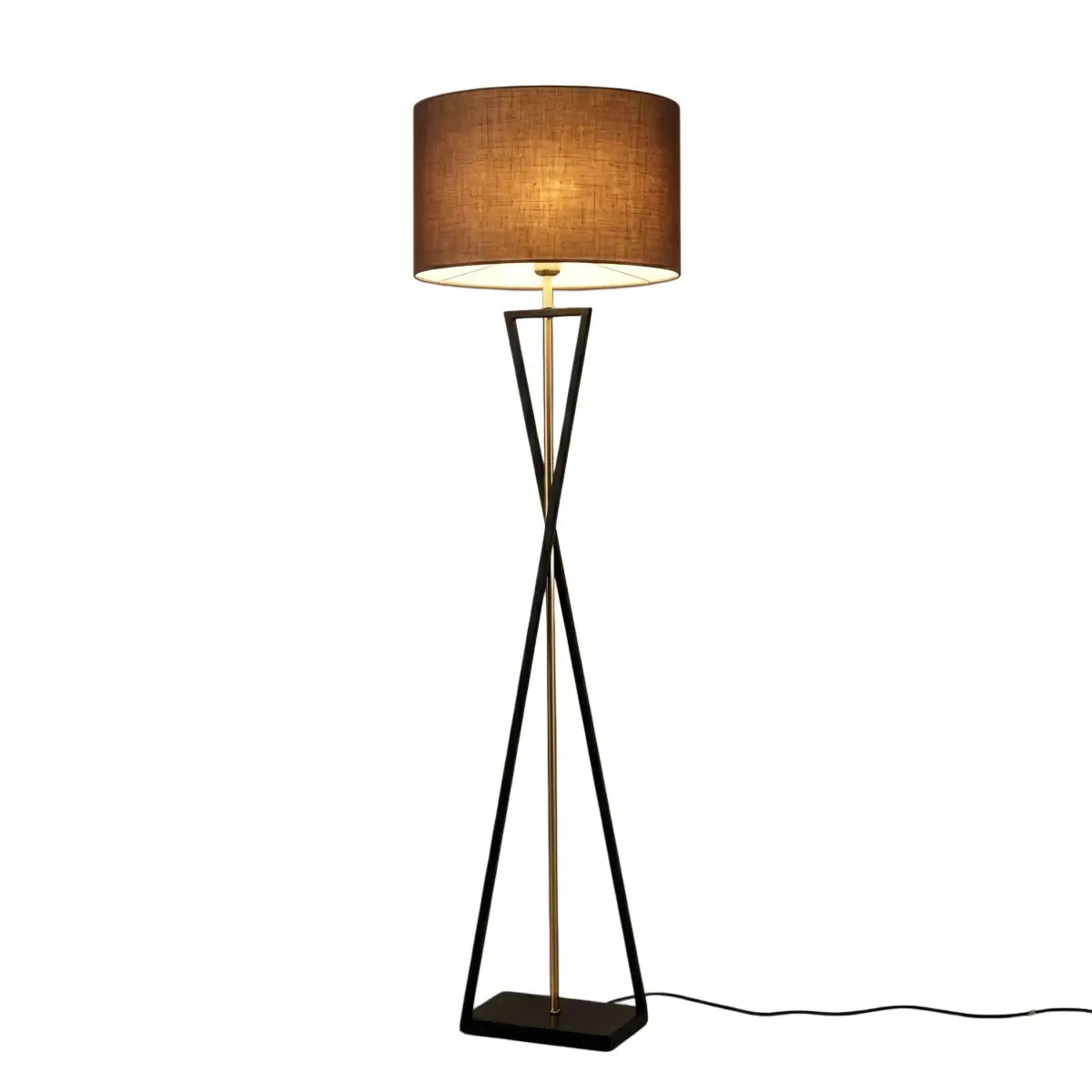 Modern Floor Lamp with Cylindrical Fabric Shade