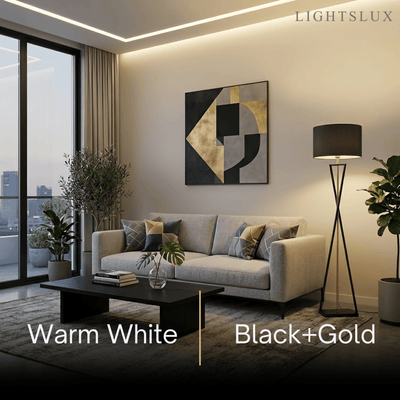 Modern Floor Lamp with Cylindrical Fabric Shade