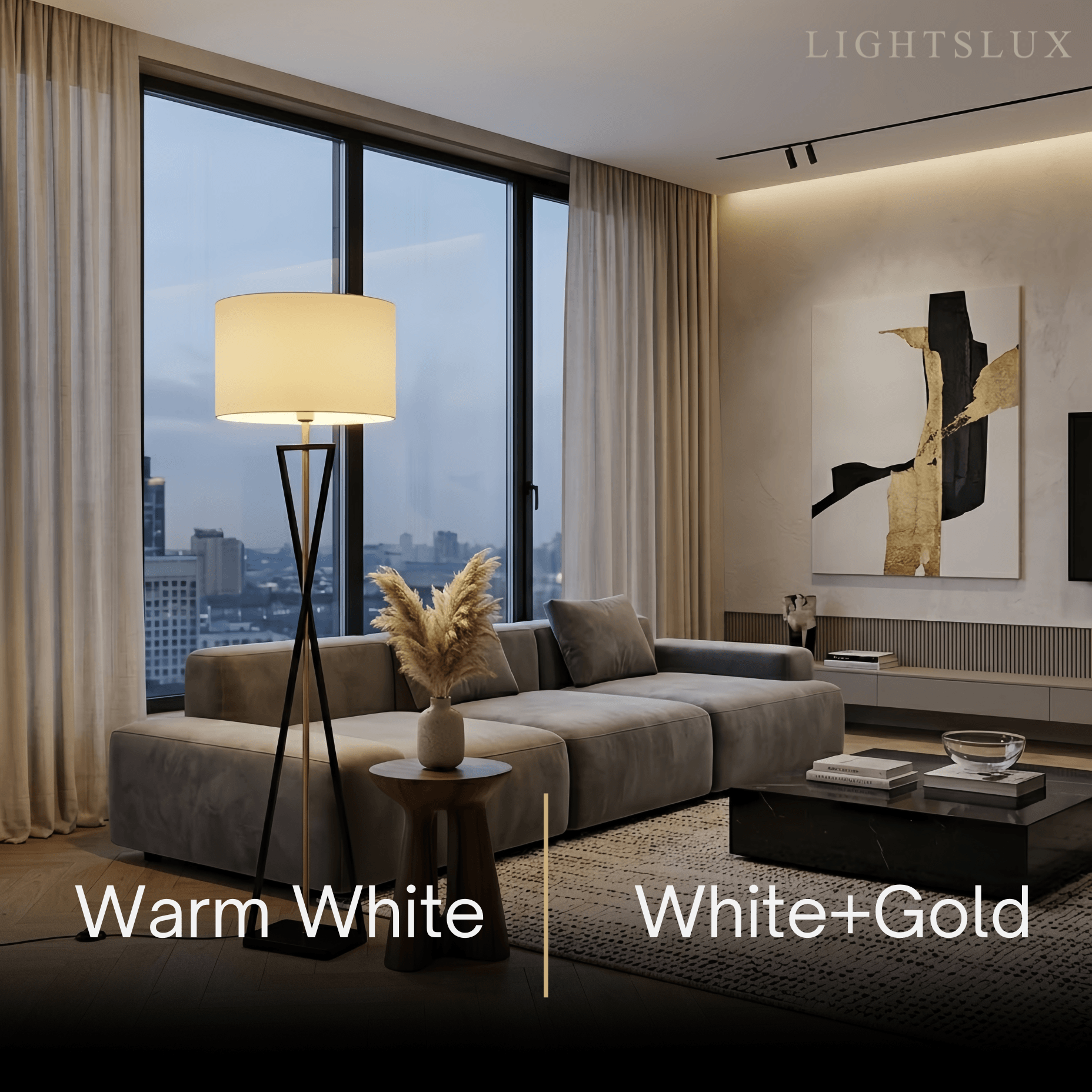 Modern Floor Lamp with Cylindrical Fabric Shade