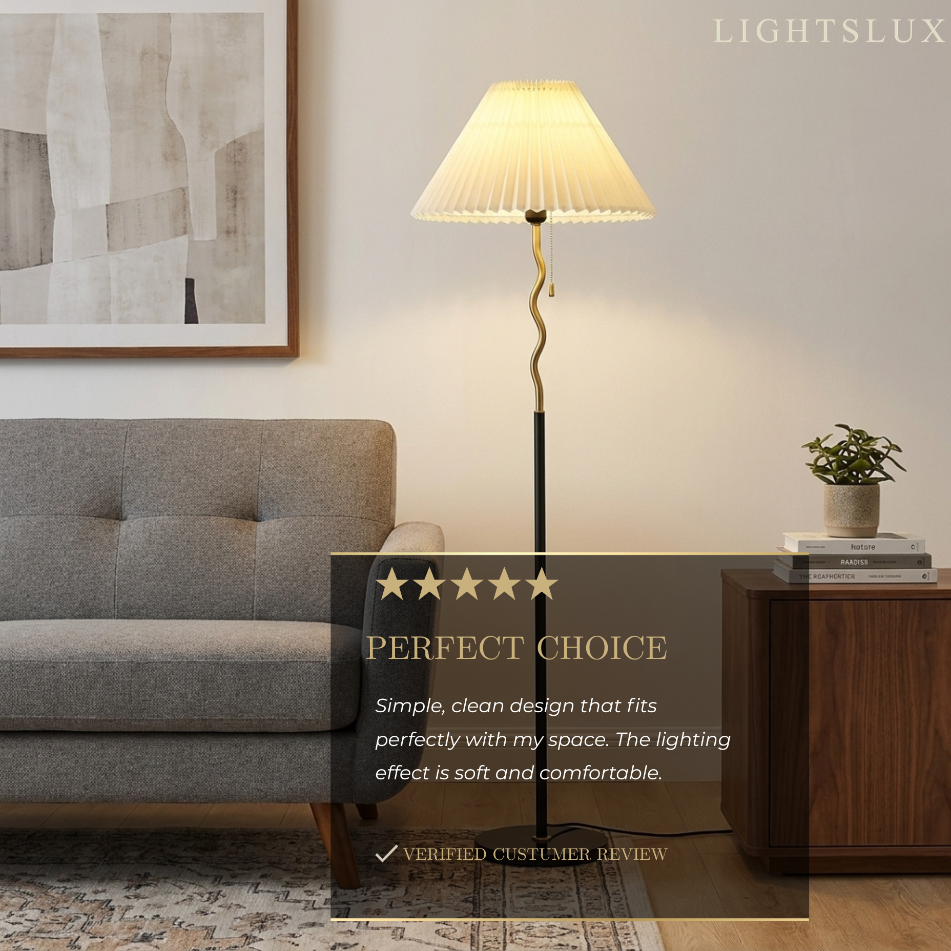 Crema Minimalist Metal & Fabric Floor Lamp