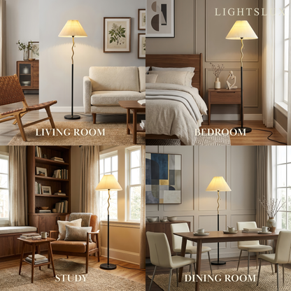 Crema Minimalist Metal & Fabric Floor Lamp