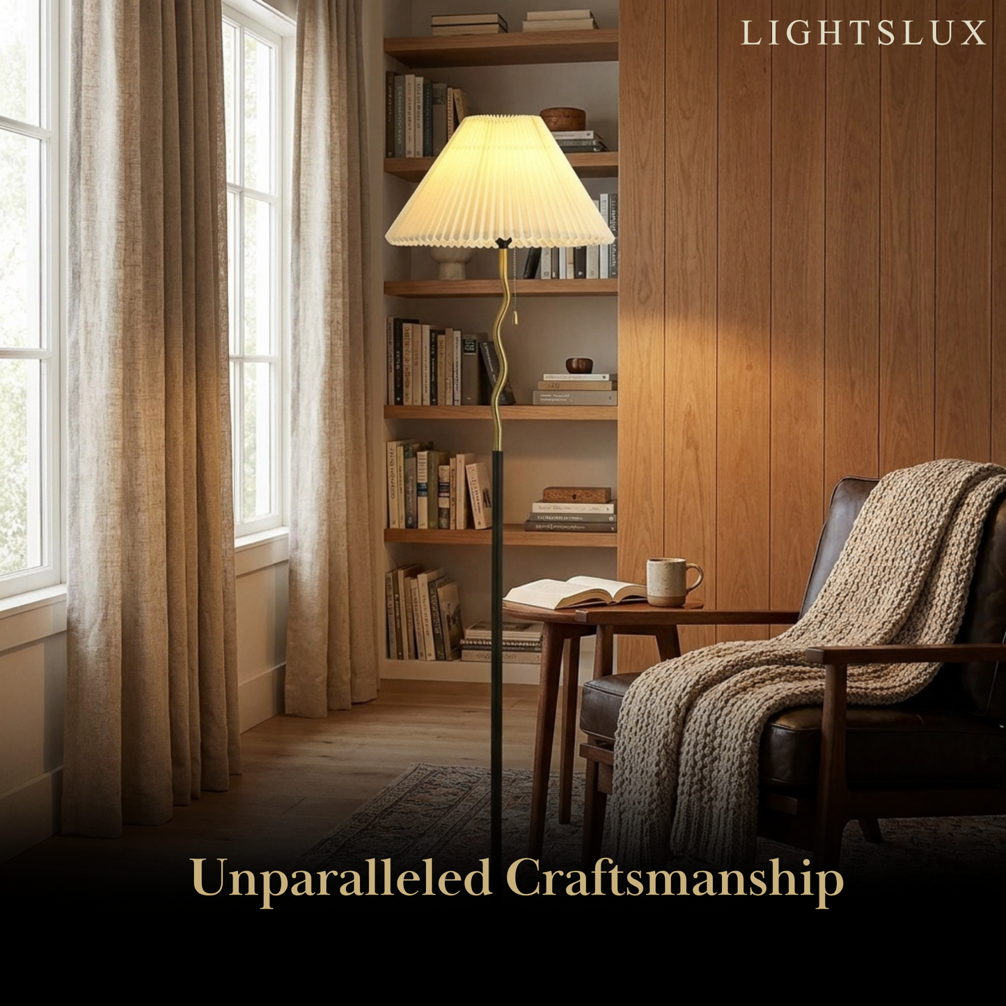 Crema Minimalist Metal & Fabric Floor Lamp