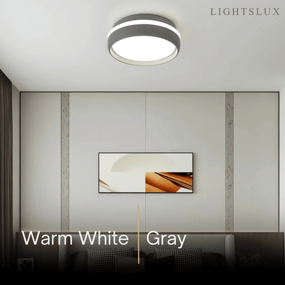 Embrace Modern Round Ceiling Light – Black or Grey Metal for Bedroom