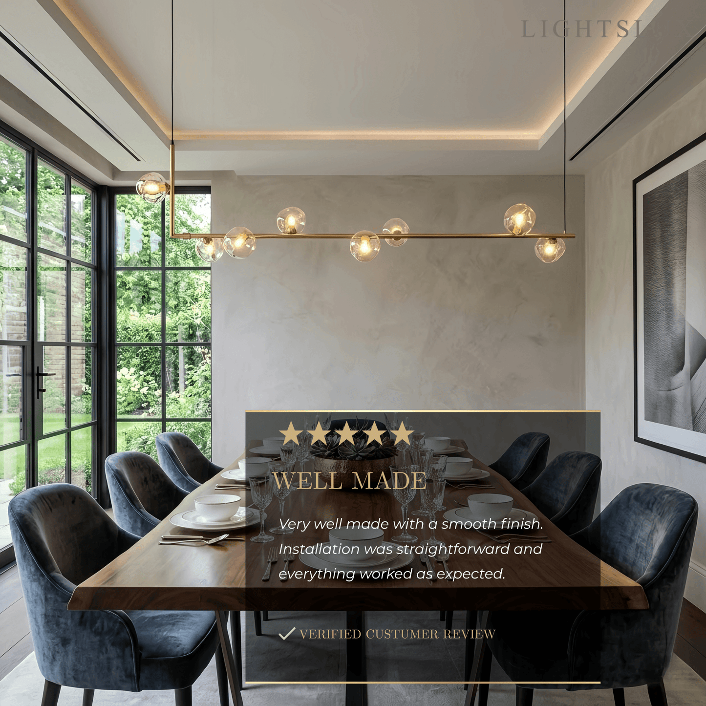 Nebula Minimalist Linear Pendant Light - Black