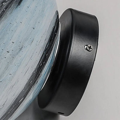 Lunara Art Deco Globe Outdoor Post Light – Moon-Shaped Metal/Glass Solar Pillar Lamp