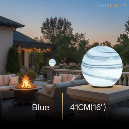 Lunara Art Deco Globe Outdoor Post Light – Moon-Shaped Metal/Glass Solar Pillar Lamp