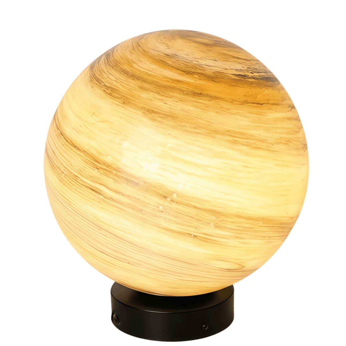 Lunara Art Deco Globe Outdoor Post Light – Moon-Shaped Metal/Glass Solar Pillar Lamp