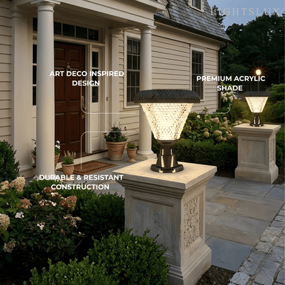 Lunara Art Deco Solar Outdoor Pillar Lights 