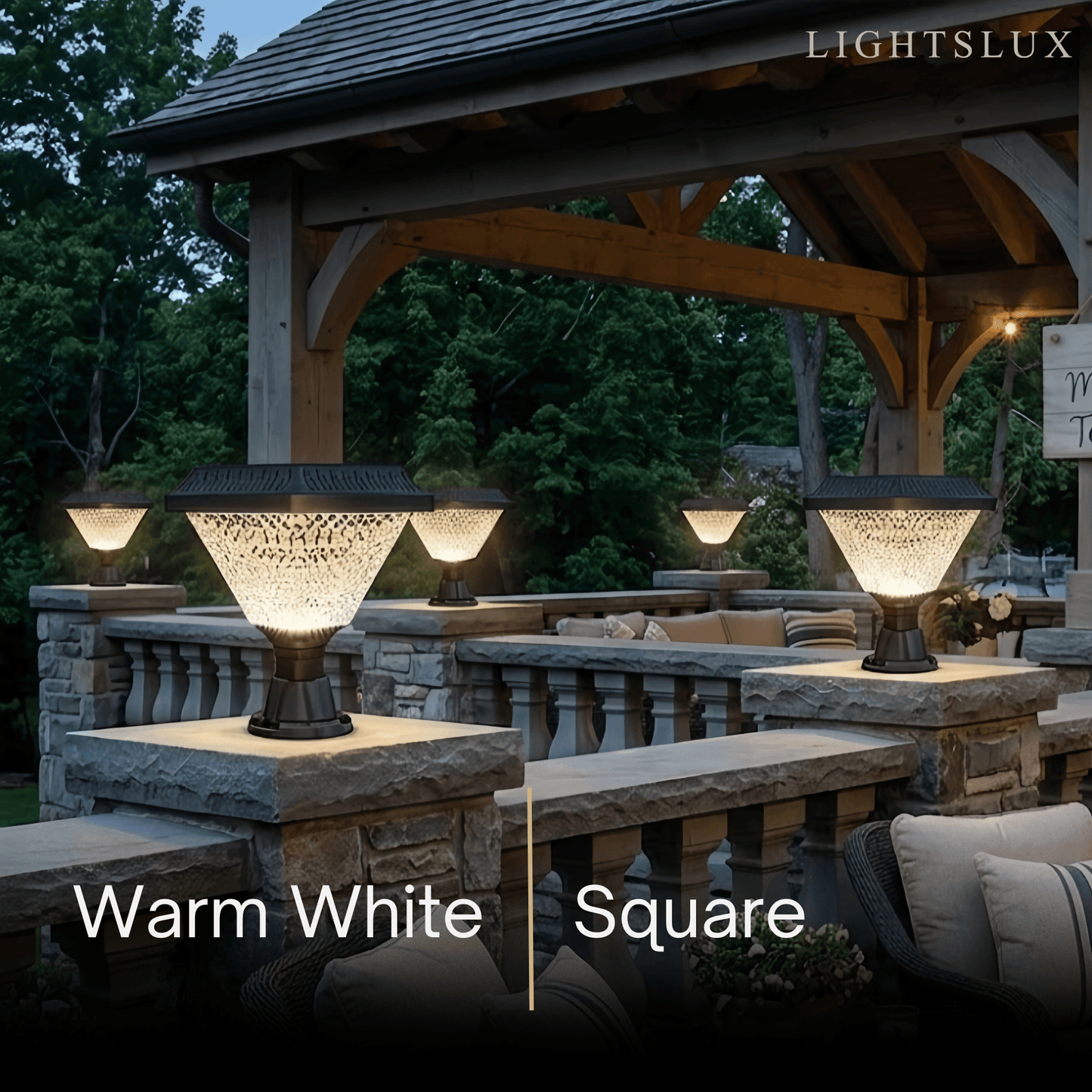 Lunara Art Deco Solar Outdoor Pillar Lights 