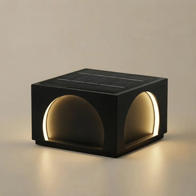 Arcato Modern Metal Outdoor Solar Pillar Lights - Black Rectangular Lamp Garden