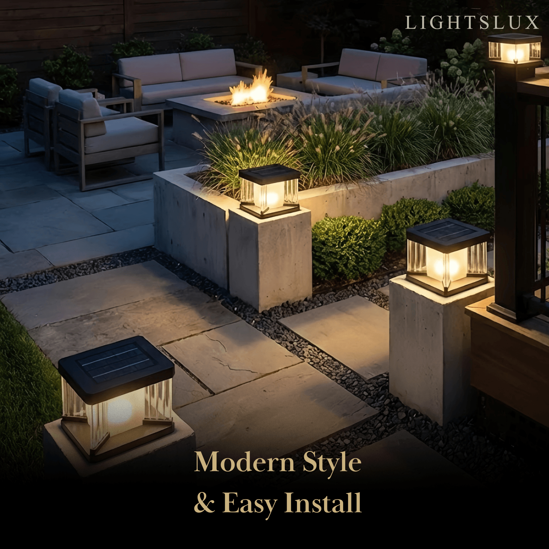 Arcato Modern Outdoor Solar Pillar/Pathway Lights