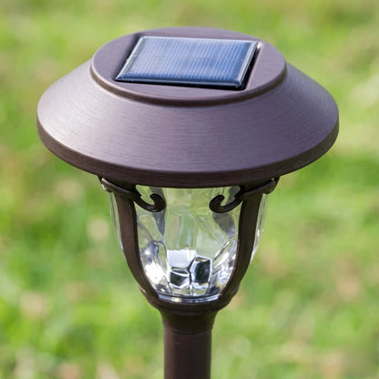 rondale Industrial Bowl-Shaped Solar Pathway Light – Coffee Metal Outdoor Lamp