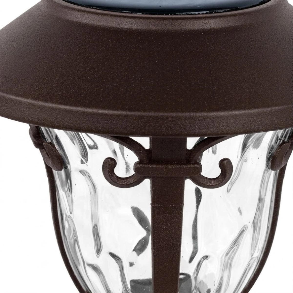rondale Industrial Bowl-Shaped Solar Pathway Light – Coffee Metal Outdoor Lamp