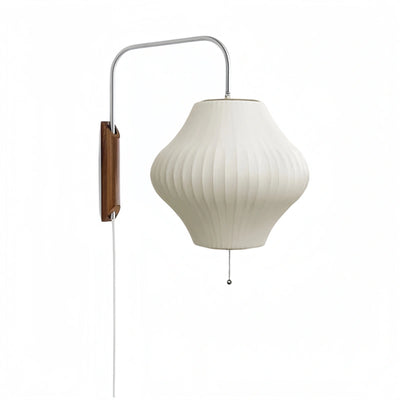 Velora Modern Plug-In Wall Lamp -- Polymer Steel Walnut Metal Chrome & Walnut with White Shade for Bedroom