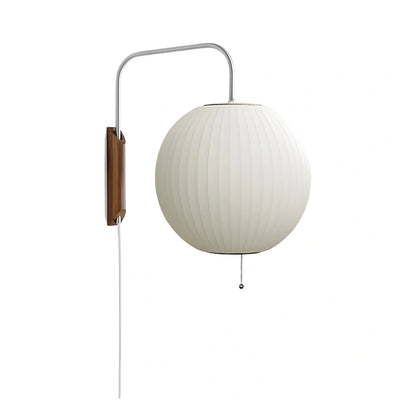 Velora Modern Plug-In Wall Lamp -- Polymer Steel Walnut Metal Chrome & Walnut with White Shade for Bedroom