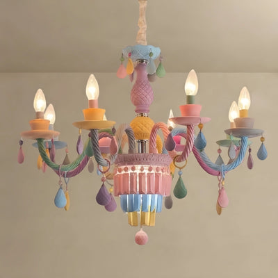 Chandelier - Metal Candle Art Deco Chandelier for Bedroom