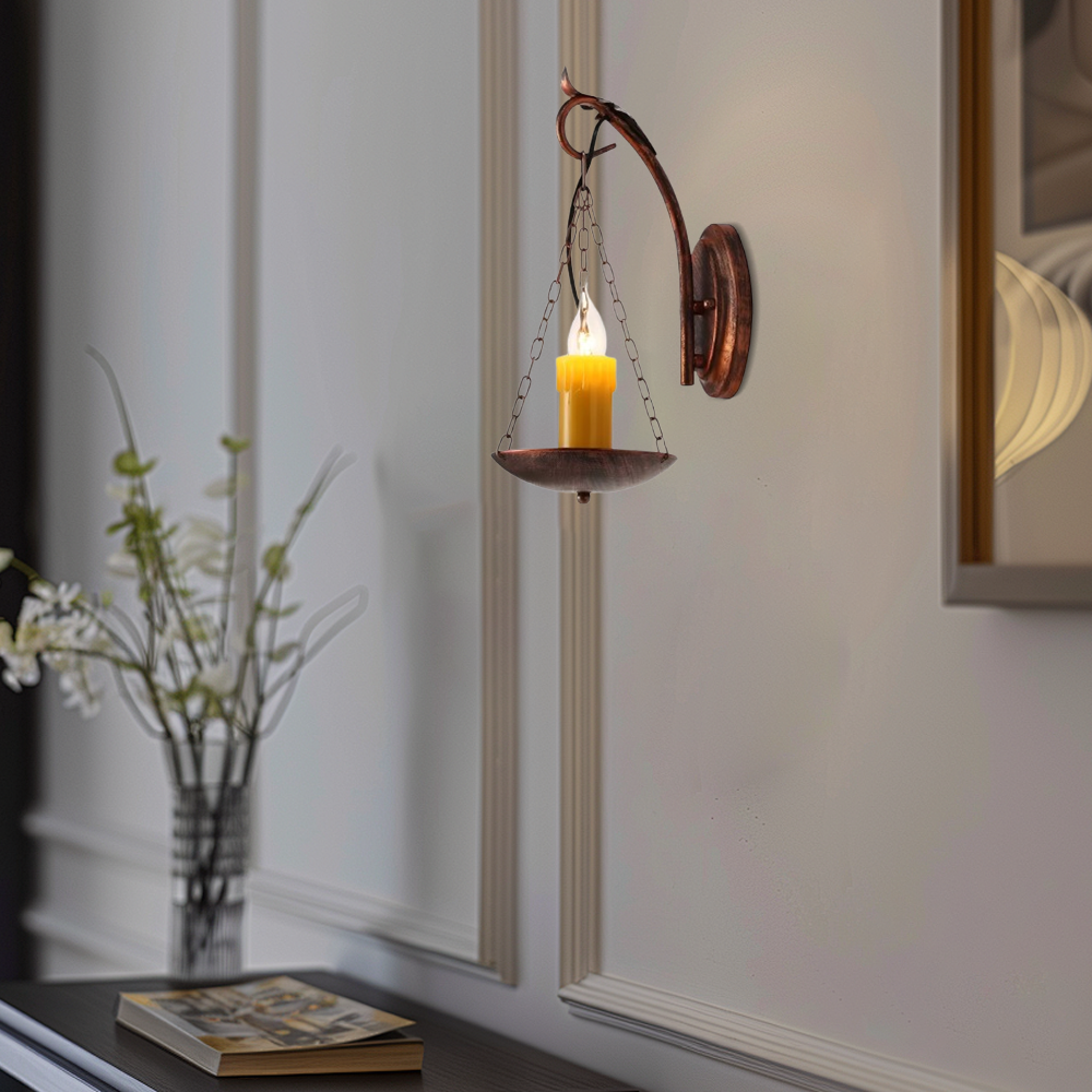 Irondale Industrial Easter Candle Copper Metal Wall Lamp 