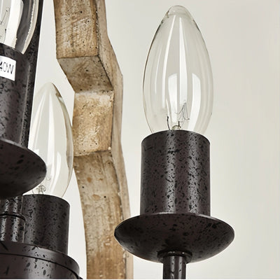 Irondale Vintage Wood Pendant Light- 4-Light Candle Lantern 