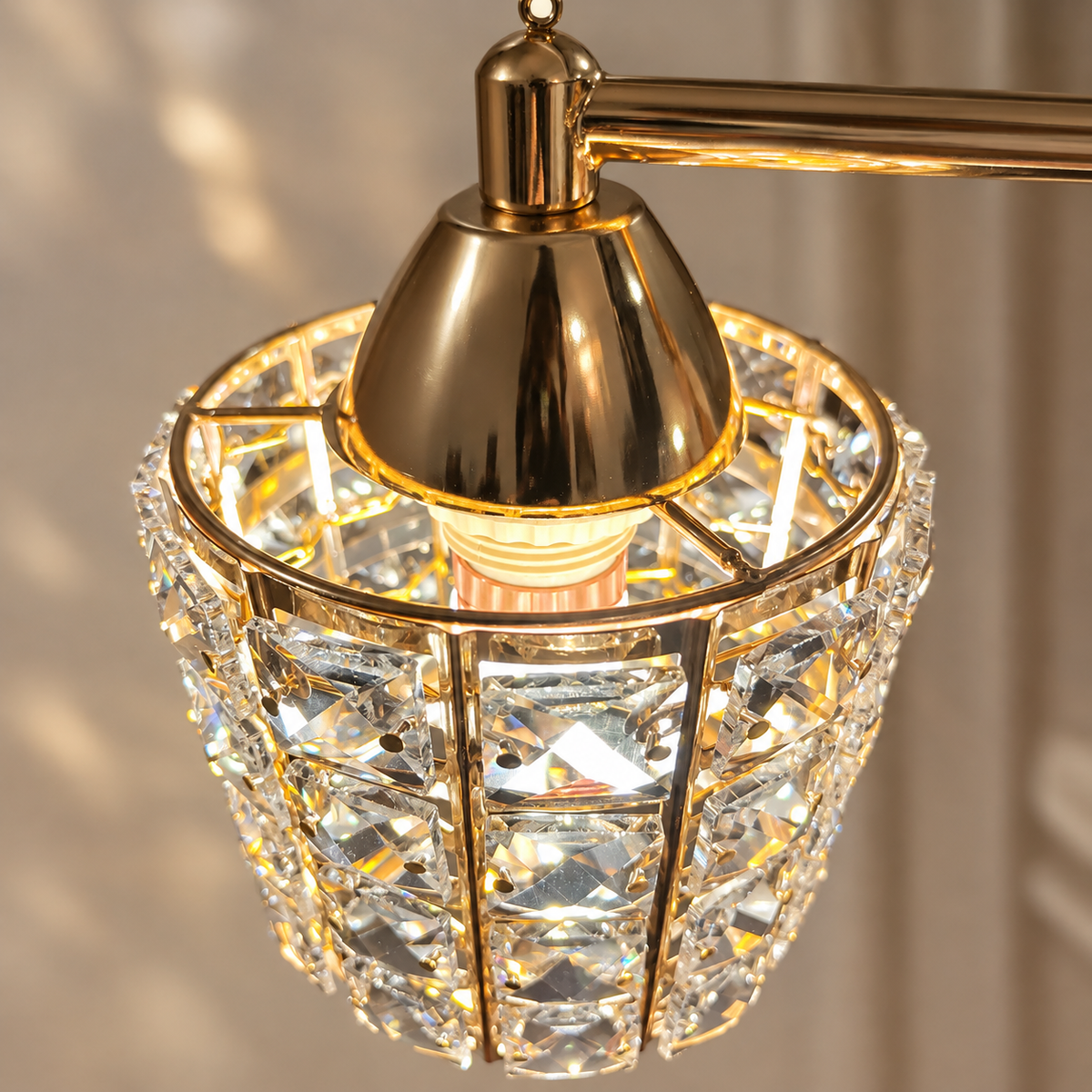 Excelis Modern Crystal Wall Lamp — Gold/Chrome Metal Cylinder LED Living Room