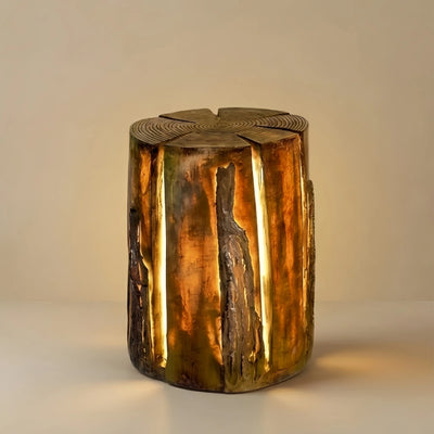 Botanica Art Deco Tree Stump Outdoor Lamp – Natural Wood-Look Resin for Courtyard/Garden