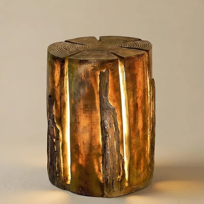 Botanica Art Deco Tree Stump Outdoor Lamp – Natural Wood-Look Resin for Courtyard/Garden